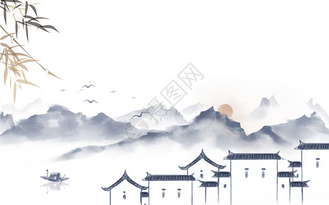 中国水墨风山水墨风背景设计图片