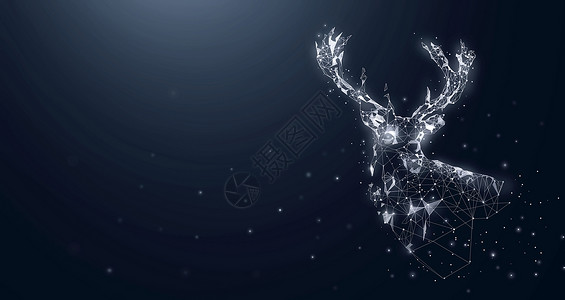 麋鹿背景圣诞元素背景海报高清图片