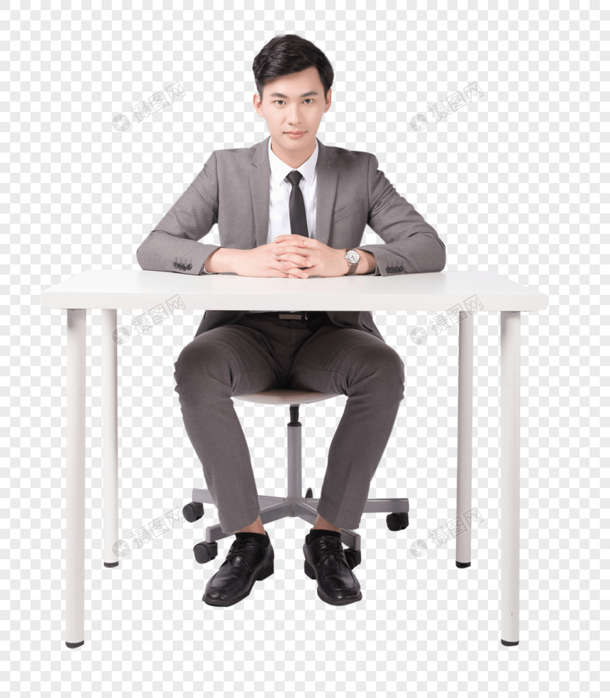 坐着办公的商务人士图片