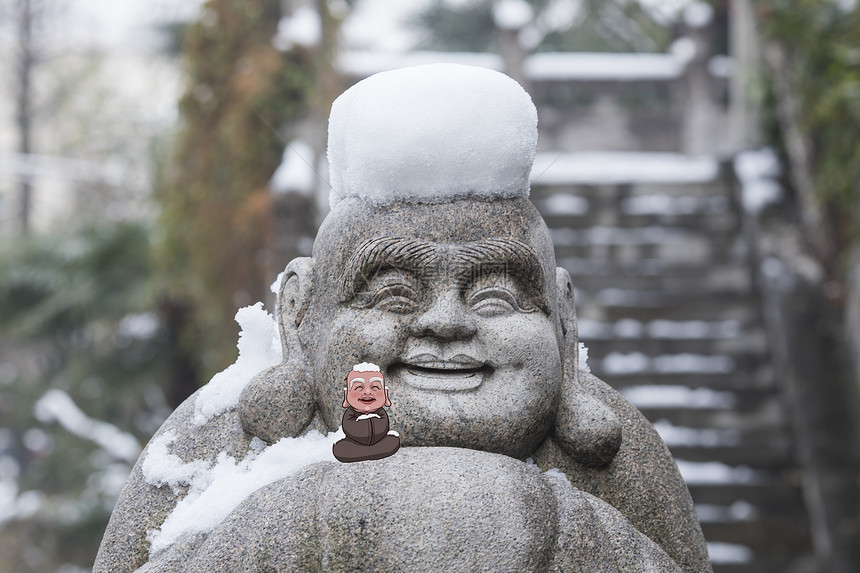 雪中佛图片