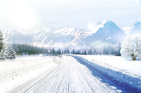冬季道路冬天风景设计图片