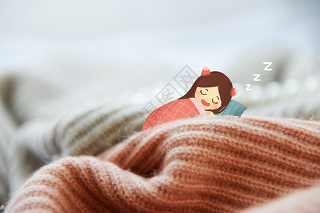毛毯子熟睡精灵插画