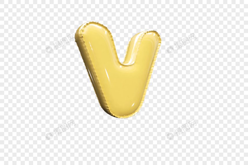3D可爱气球字母V图片