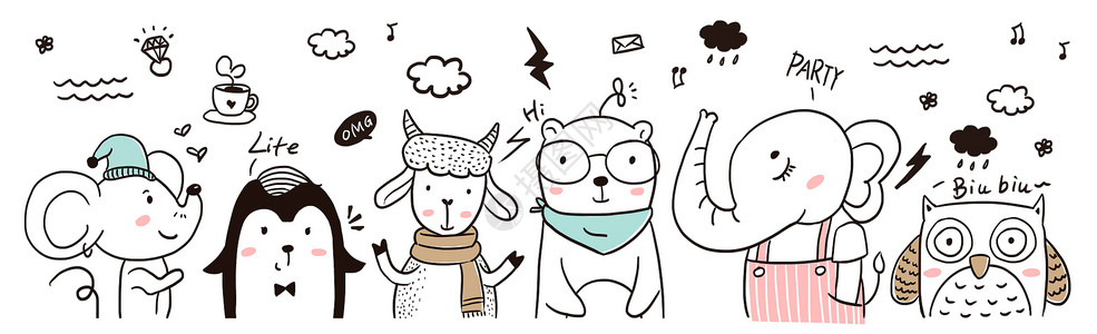山羊毛刷手绘欧式动物插画