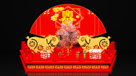 欢度新春春节古代门楼高清图片