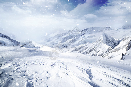 坡上冬天雪景设计图片