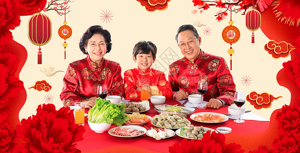 餐桌上的食物新年团圆设计图片