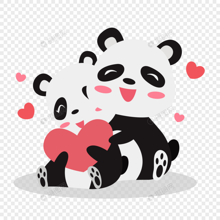 七夕甜蜜拥抱的小熊猫图片