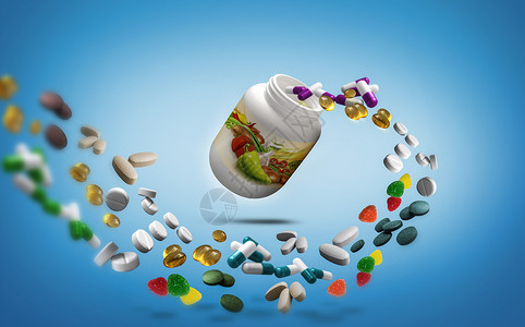 药品不良反应多种维生素保健品设计图片