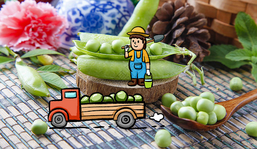 帽子蔬菜创意豌豆插画