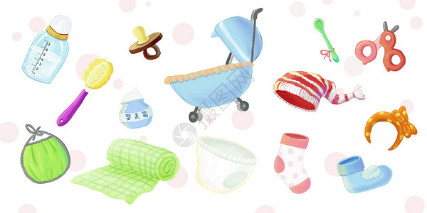 棉柔巾婴儿食用穿素材插画