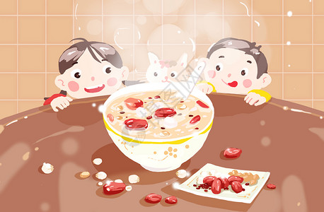 红枣牛奶素材腊八节、插画