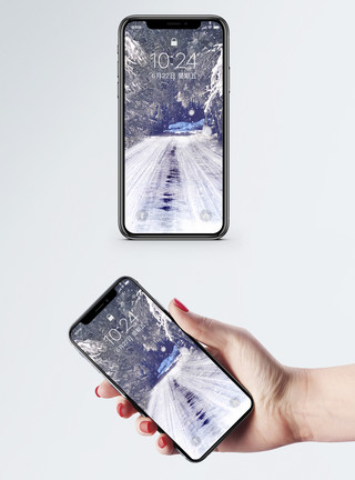 积雪公路冬日雪景手机壁纸模板