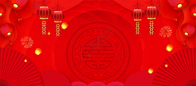 孔明灯庆祝新年红色喜庆背景设计图片