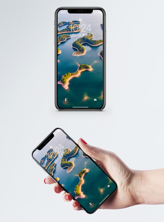 塔希提岛千岛湖自然风光手机壁纸模板