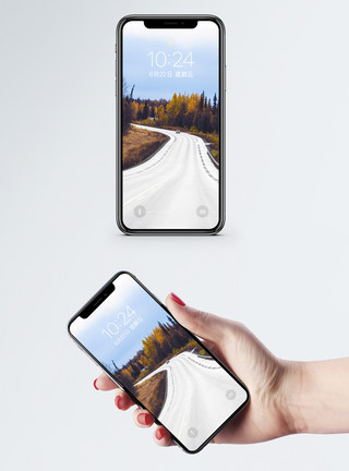 加州化雪景公路手机壁纸模板