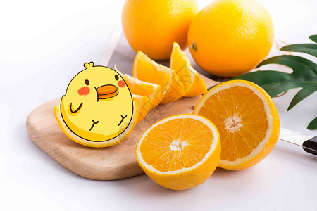 水果小鸡创意橙子鸡插画