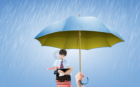 伞里男孩教育子女保护儿童设计图片