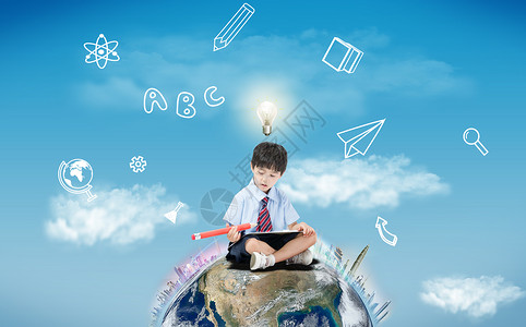 孩子与科技儿童学习全球教育设计图片