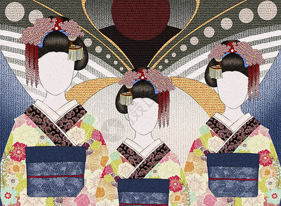 日式和服女人插画