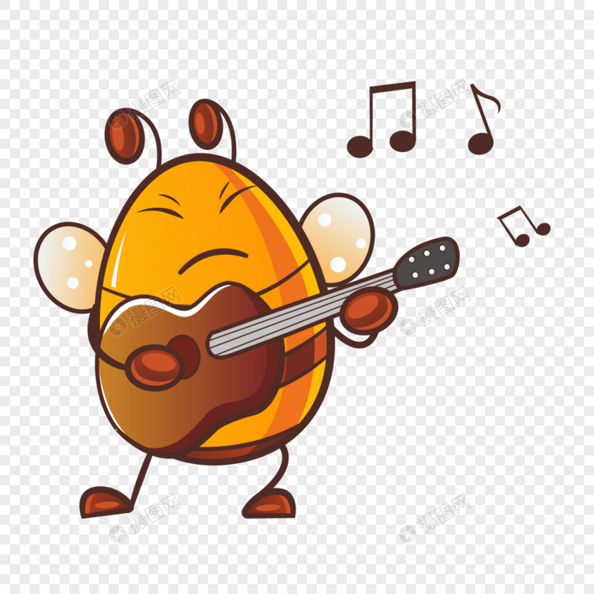 热情弹吉他的小蜜蜂图片
