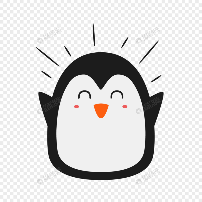 开心举手欢呼的小企鹅图片