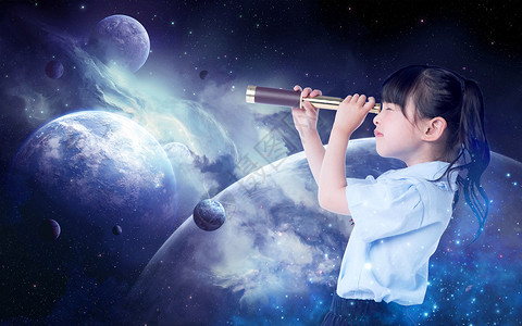 天文观测儿童探索星空设计图片