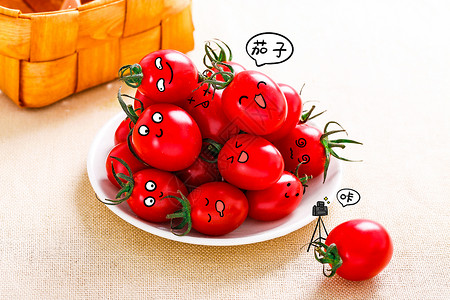 新鲜蔬果创意小番茄插画