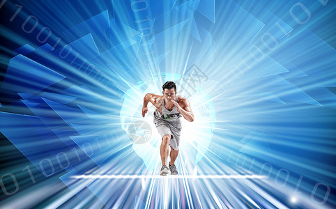 带篮球跑男人数字高速上奔跑的人设计图片