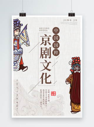 中国风纹理京剧文化中国风海报模板