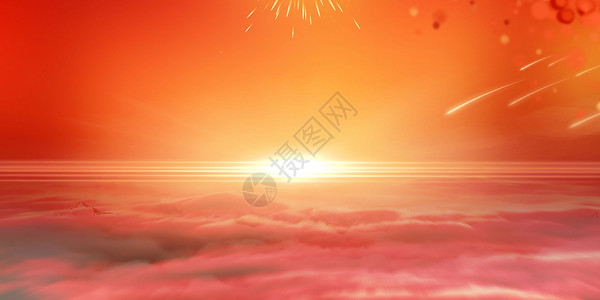 灯笼花纹大气夕阳背景设计图片