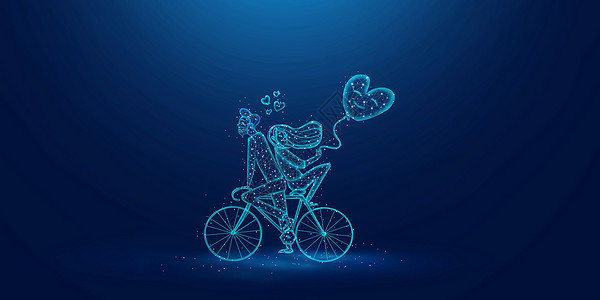 情人节男孩骑自行车搭载女孩图片