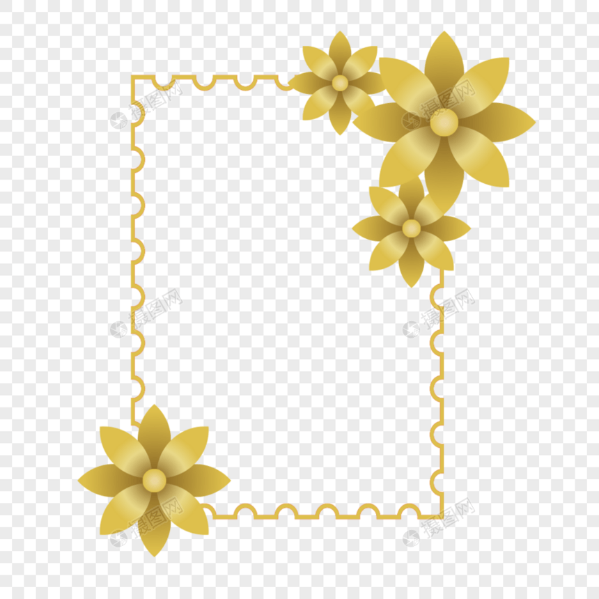 金色花卉图框图片