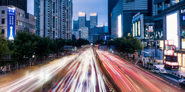 城市车流夜景汽车车流设计图片