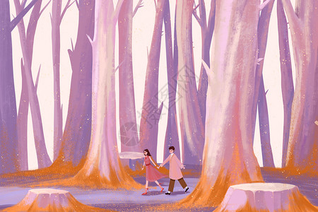 森林情侣背景图片