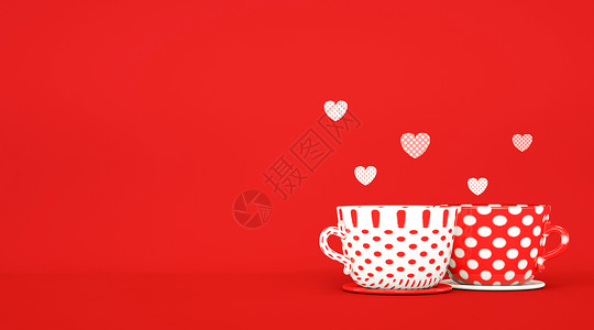 两个心形素材浪漫爱情杯子设计图片
