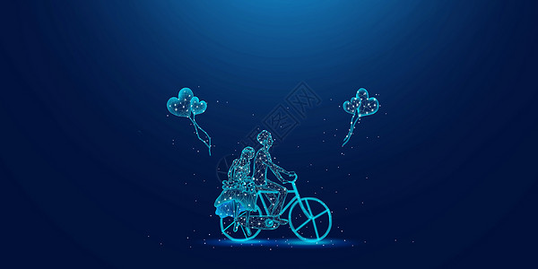 自行车恋人边框浪漫情人节设计图片