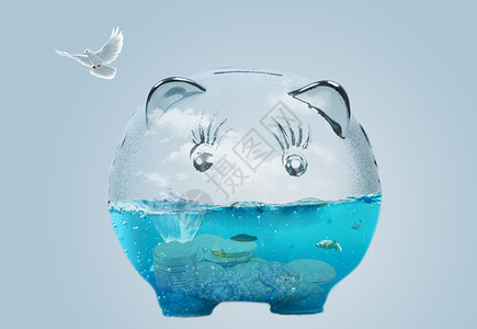 透明金鱼素材创意存钱罐设计图片