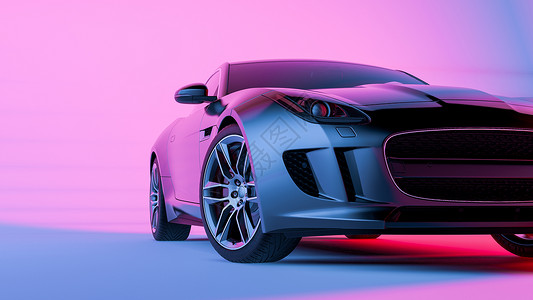 粉色汽车创意跑车场景设计图片