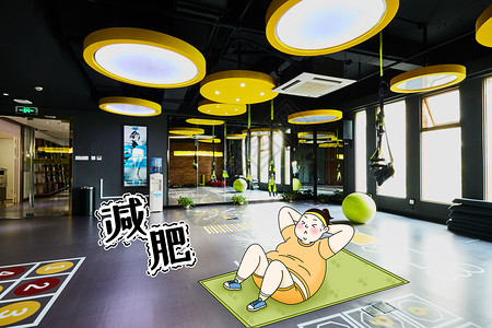 健身房强壮男性仰卧起坐减肥插画
