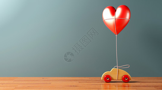可爱的玩具小车浪漫爱情场景设计图片