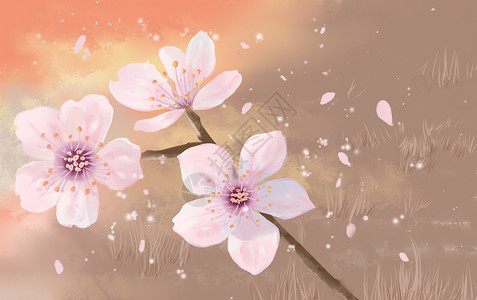 哈拉和林小清新手绘春天樱花插画