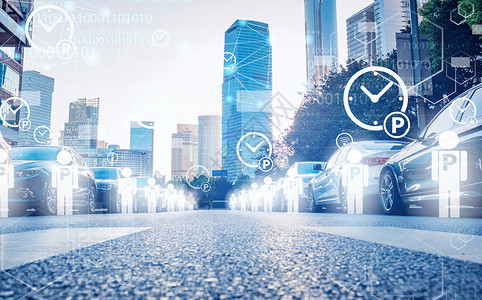 自动感应门智能停车智慧城市设计图片