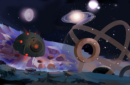 黑洞星球流浪地球科幻电影插画插画