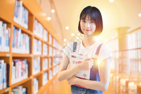 日系青春女性大学生大学生图书馆学习设计图片