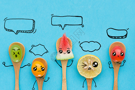 对话框创意可爱夏天水果插画