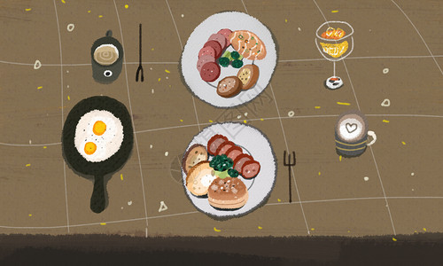 西餐餐厅早餐插画