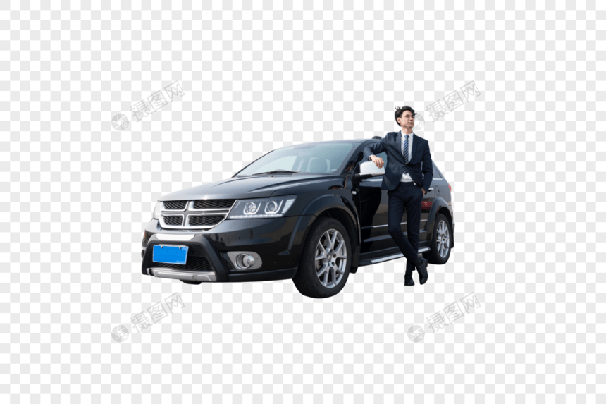 商务人士站在汽车旁图片
