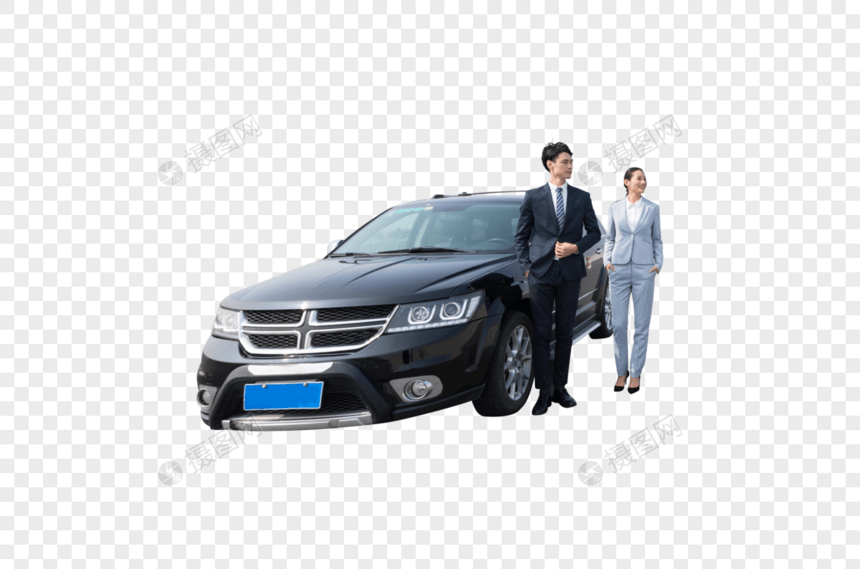 商务人士站在汽车旁图片