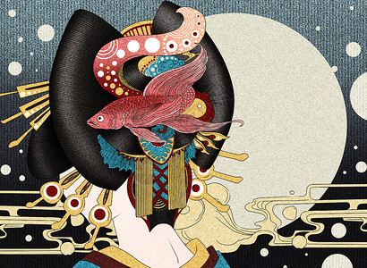 日系女性浮世插画